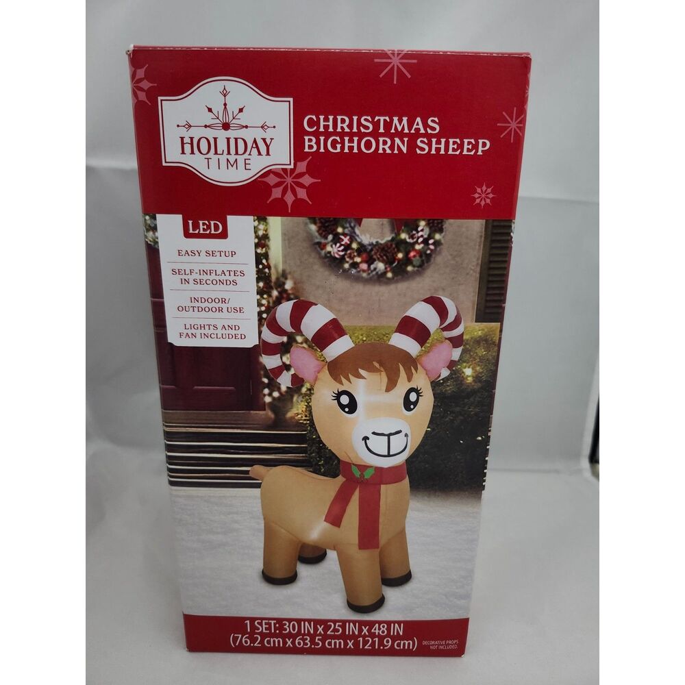 Holiday Time Inflatable – Christmas Bighorn Sheep 48" LED Yard Decor